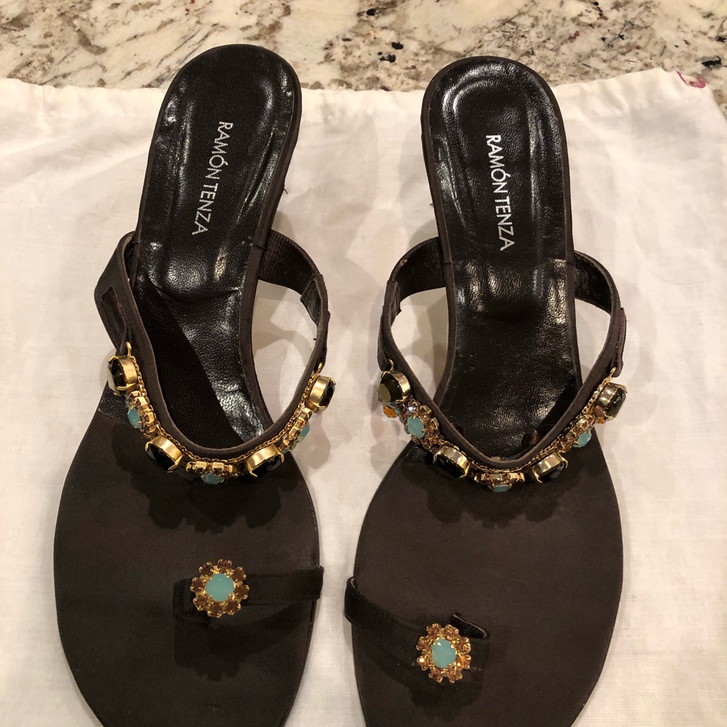 Brown And Turquoise Sandals